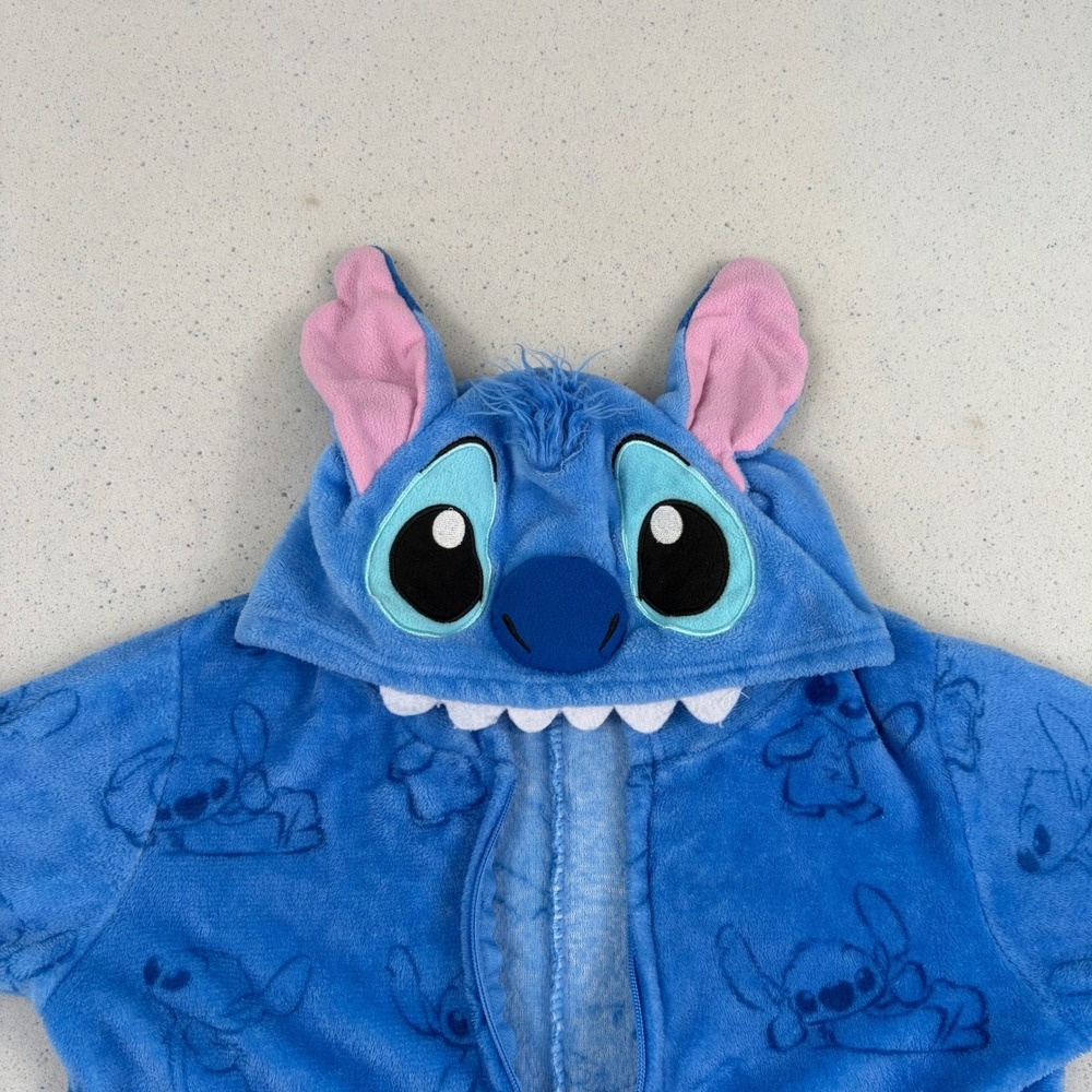 Disney Lilo & Stitch Hooded Union Suit Pajamas Size XS Blue Plush - Picture 4 of 13